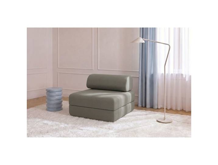Fauteuil compressé convertible et modulable 1 place en taupe