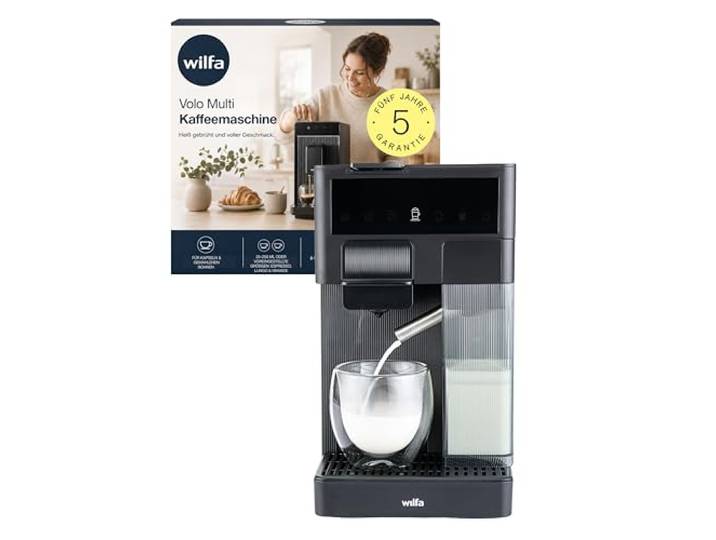 Wilfa Volo Multi Kapselmaschine I Kaffeemaschine mit Milchsystem & 1,6L Wassertank I LED Touch, 88°C Brühtemperatur & individuelle Kaffeemenge I Für Nespresso Classic, Dolce Gusto & Pulverkaffee