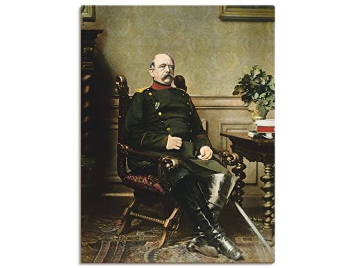 ARTLAND Wanddeko Leinwand Bilder Wandbild Schreibtisch Blumen Arrangement Portrait Bundeskanzler Politik Otto von Bismarck B9QH