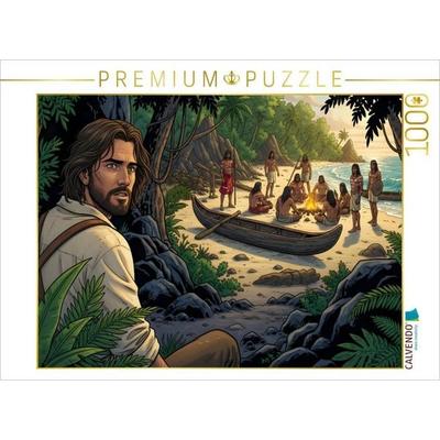 CALVENDO Puzzle Robinson beobachtet fremde Besucher | 1000 Teile Lege-Größe 64x48cm Foto-Puzzle für glückliche Stunden