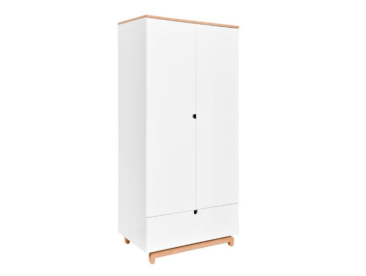 Armoire 2 portes 1 tiroir Bellamy Nomi Blanc et bois