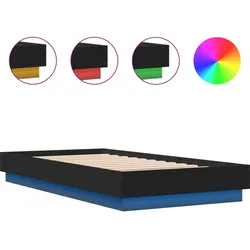 vidaXL Bettgestell mit LED Schwarz 75x190 cm