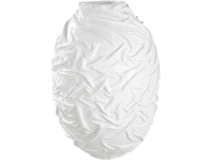 Bodenvase GILDE Bodenvase organisch Drapes weiß , weiß, B:42cm H:60cm T:42cm, Kunstharz, Vasen, Bodenvase