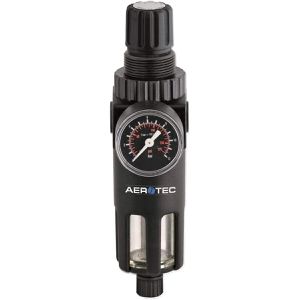 Aerotec Druckminderer FX 3130, für Druckluft, 1/4 Zoll, mit Partikelfilter und Wasserabscheider