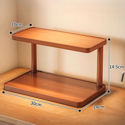 Uplift Essentials Architectural Tiered Management System 2 Tier Natural Wood Countertop Organizer For Gourmet Spices & Tea Rooms 12 In