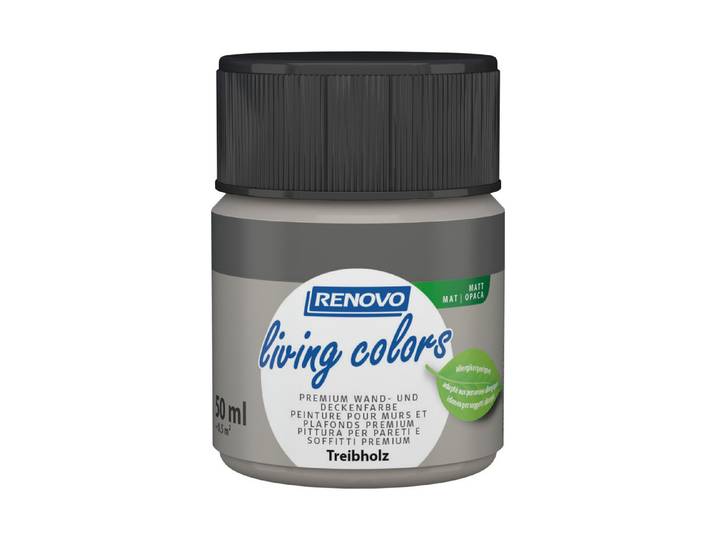 Renovo living Colors Wand- und Deckenfarbe Treibholz 50 ml