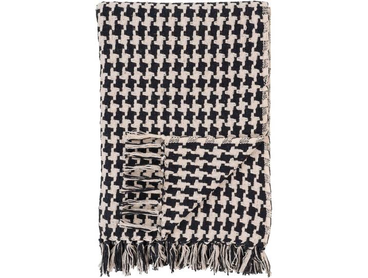Wohndecke Ceyara beige/schwarz Recycelte Baumwolle, Polyester 130 x 180 cm