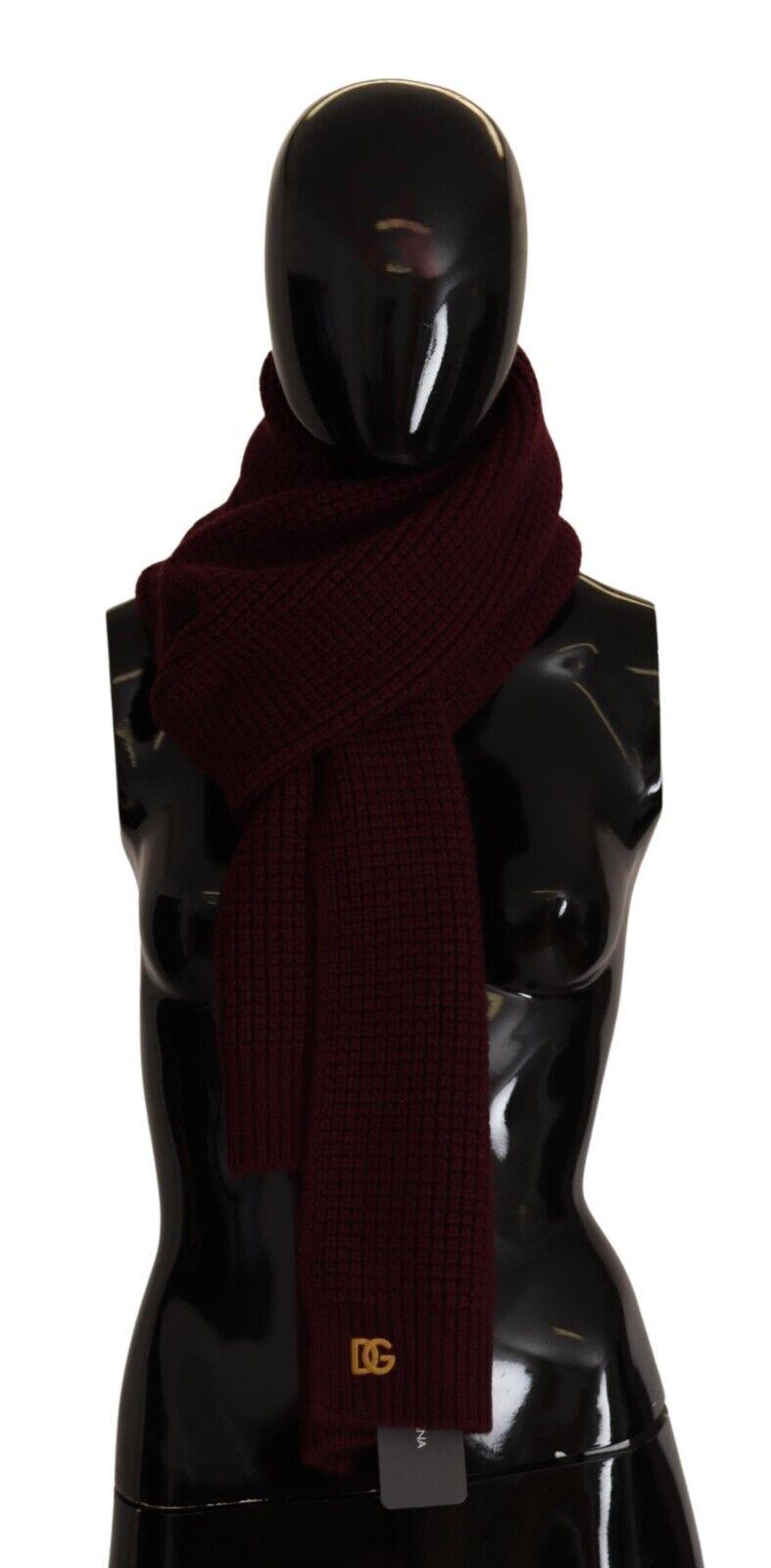Dolce & Gabbana Dark Red Cashmere Logo Wrap Shawl Gebreide damesjas