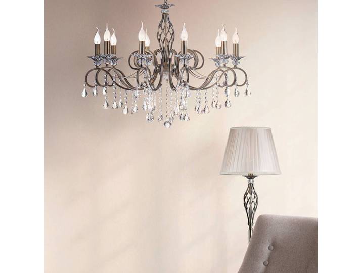 Maytoni Kristall Kronleuchter Grace, dimmbar, bronze / altmessing, für Wohn- / Esszimmer, Metall, Antik, Kristall Kronleuchter