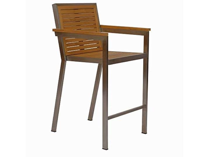 Teako Design Barstuhl Barhocker Dosazzo Edelstahl Teak stapelbar Wetterfest Tressenhocker Hochstuhl Teakholz massivholz