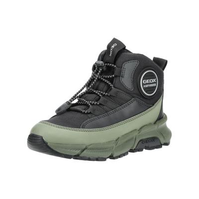 Schnürstiefelette GEOX "Geox Stiefelette Lederimitat/Textil", Jungen, Gr. 36, Textil, grün (schwarz, grün), Lederimitat, Textil, Schuhe Schnürstiefelette