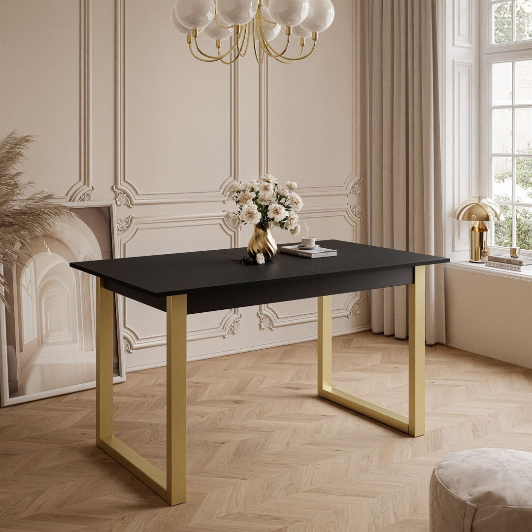 Fairmont Park 80 cm Extendable Rectangular Dining Table with Steel Base black