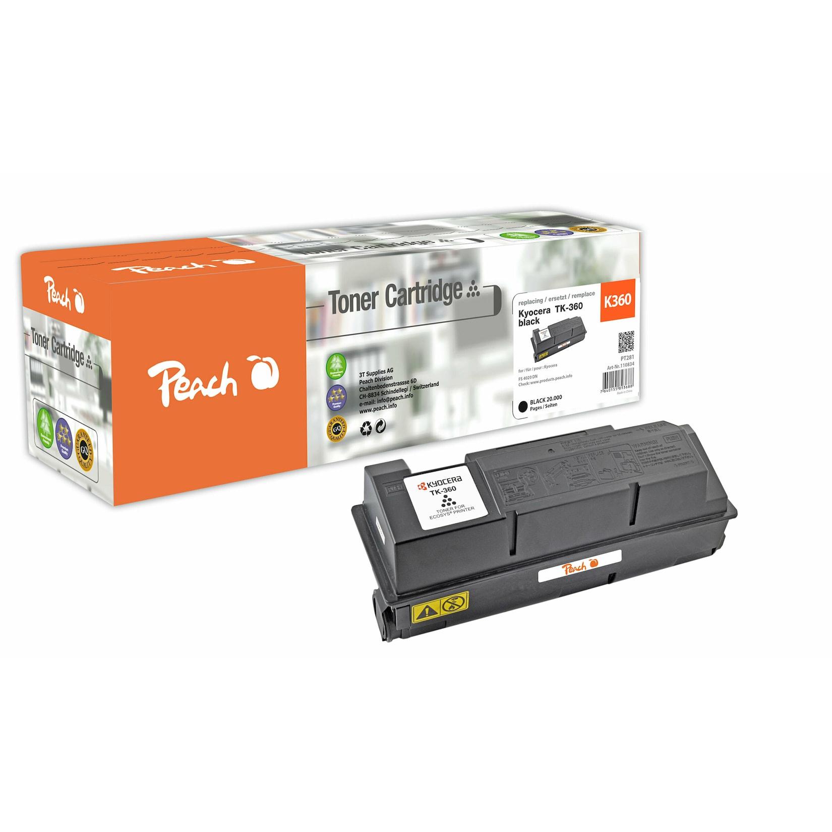 Peach K360 Toner bk ersetzt Kyocera TK-360 für z.B. Kyocera FS -4020 DN (wiederaufbereitet)