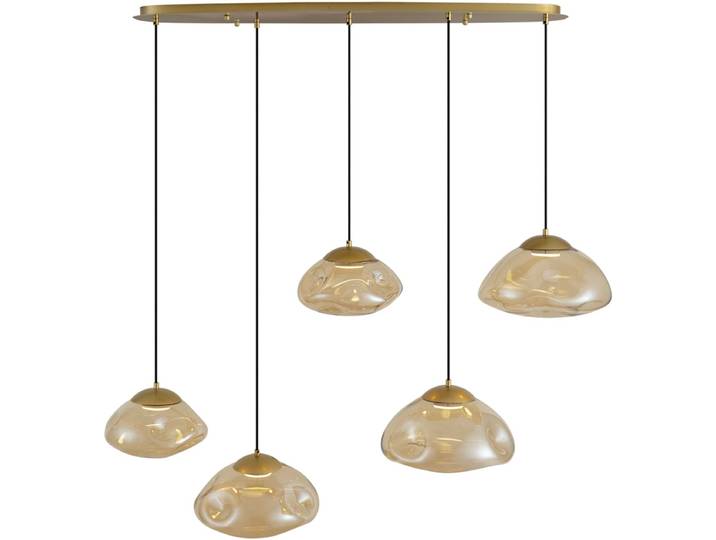 QAZQA gus - Hotel chique Hanglamp voor boven de eettafel in eetkamer - 5 lichts - L 130 cm - Goud/messing - Woonkamer
