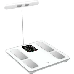 Profi Personenwaage mit Handsensoren & digitalem Farbdisplay, weiss: umfangreiche Körperanalyse für Gesundheit & Fitness, präzise Messungen