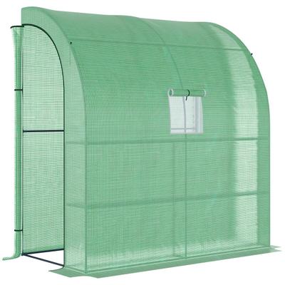MODFU Anlehngewächshaus Folientreibhaus Grün 200x100x215 cm mit 2 Rolltüren UV Schutz PE Abdeckung Stahlgestell für Pflanzenanzucht im Außenbereich