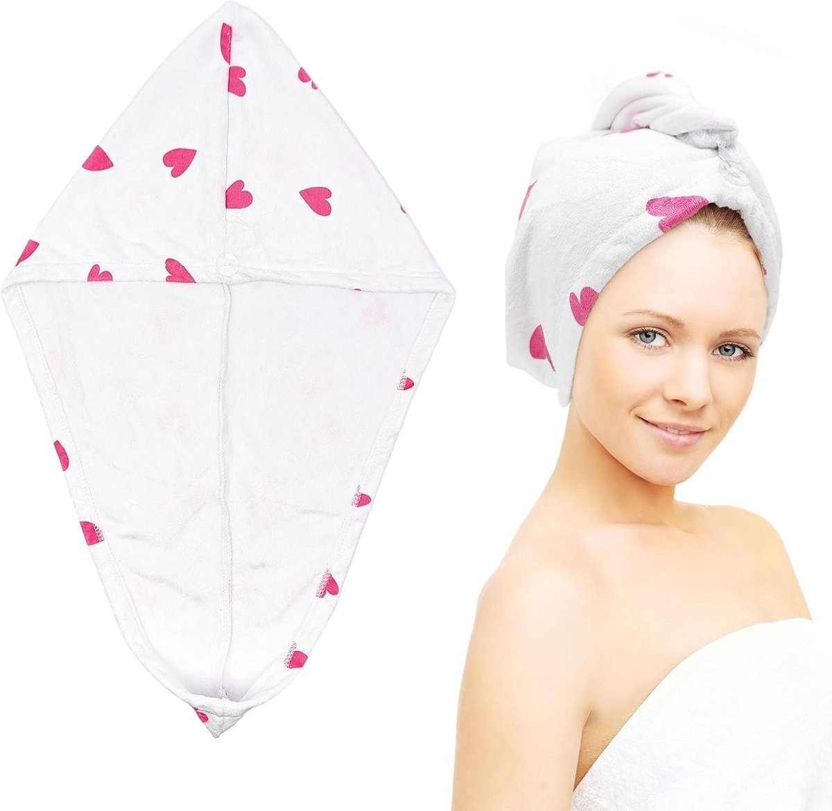 Wit Microvezel Haarwikkel Handdoek voor Sneldrogen - 65 cm