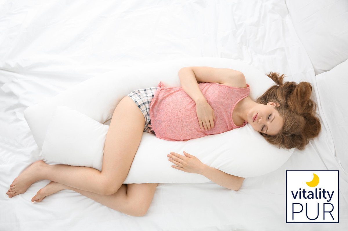 Vitality Pur Zwangerschapskussen Microvezel - Multifunctioneel Body Pillow voor ondersteuning van buik en rug - 330 x 50,8 cm