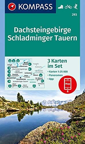 KOMPASS-Karten GmbH - KOMPASS Wanderkarte Dachsteingebirge, Schladminger Tauern: 3 Wanderkarten 1:25000 im Set mit Panoramen inklusive Karte zur offline Verwendung in der ... Skitouren. (KOMPASS-Wanderkarten, Band 293) - Preis vom 30.09.2026 22:30:23 h