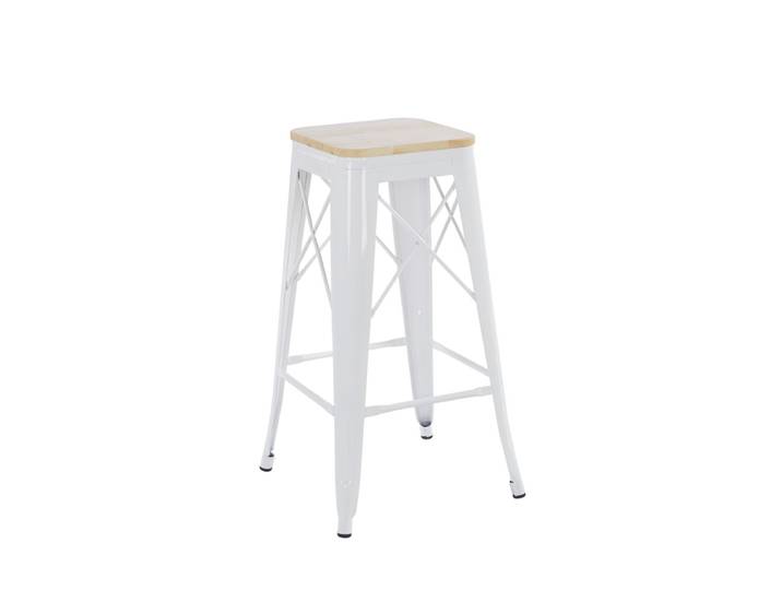 4er Set Valix Naturholz Hocker 76 cm - Weiß