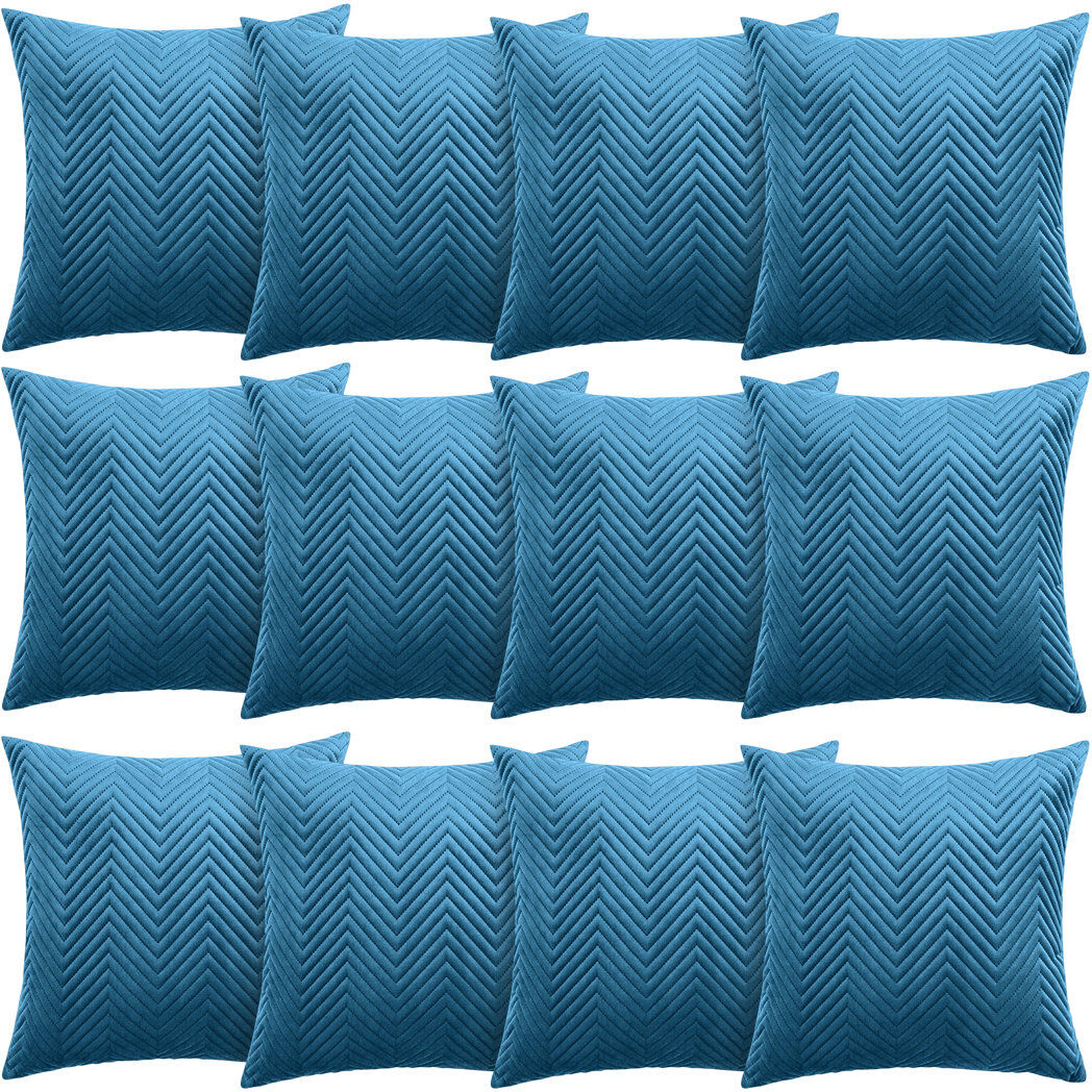 Aspire Homeware Embossed Square Velvet Cushion Cover Teal Pack of 12