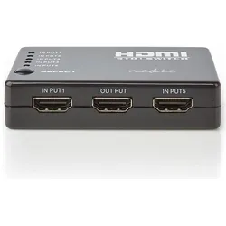 Nedis HDMI T Schalter 5-Port Port(s) 5X HDMIT Eingang 1x HDMIT Ausgang 1080p 3.4 Gbps ABS Schwarz, Switch Box