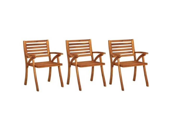 ZQQLVOO Akazienholz Essstühle 3 Stück mit Kissen Massivholz, Robust, Stabil, Belastbar bis 110 kg, Kissen mit Befestigungsbändern