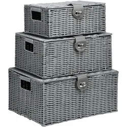 AUFBEWAHRUNGSKORB 3er Set PP Metall Grau