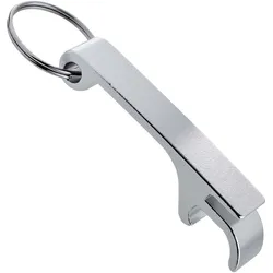 10 Flaschenöffner Schlüsselanhänger mit Dosenöffner silber, Aluminium