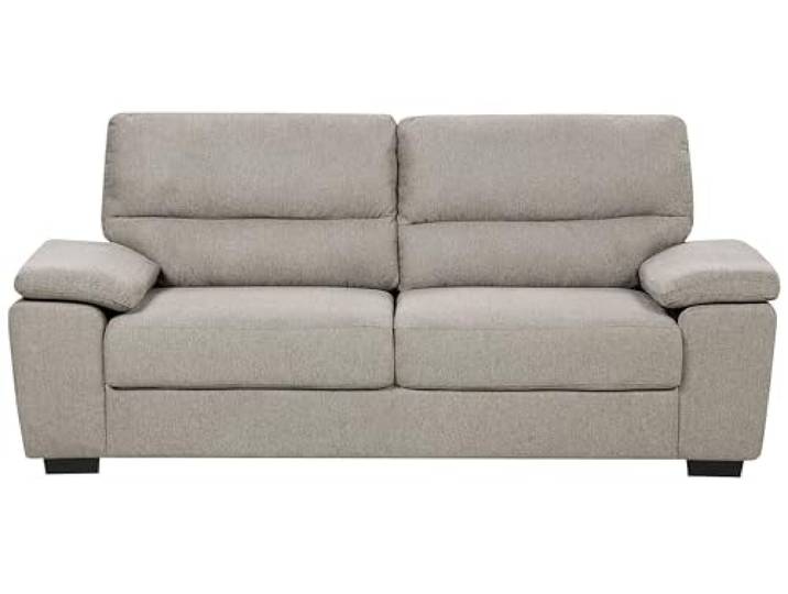 Beliani Klassisches 3-Sitzer Sofa Stoffbezug braun mit Breiten Armlehnenkissen Vogar