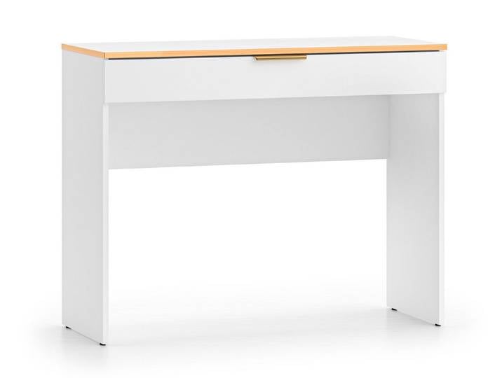Feldmann-Wohnen Schminktisch Viterbo (Viterbo, 1-St., Schminktisch), 100x40x79cm Alpinweiß, Absetzungen Goldfarben