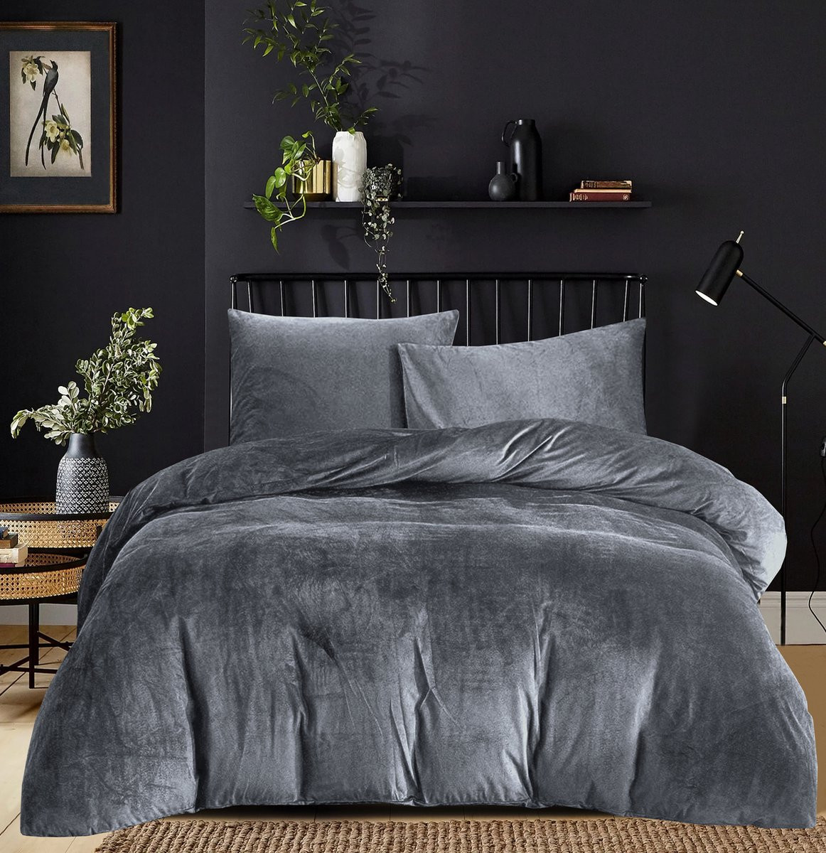 Skylark Superzacht fluwelen dekbedovertrek Antraciet 200 x 220 cm