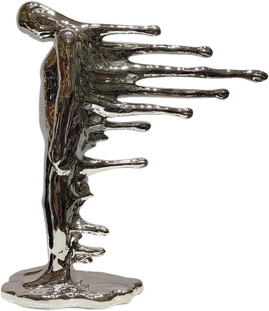 Abstract Beeld Karakter Sculptuur Zilver B/D/H: 32 x 11 x 36 cm