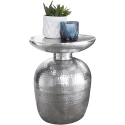 BEISTELLTISCH Aluminium Hammerschlagstruktur Belastbar ENNS, Silber 36x36x46 cm