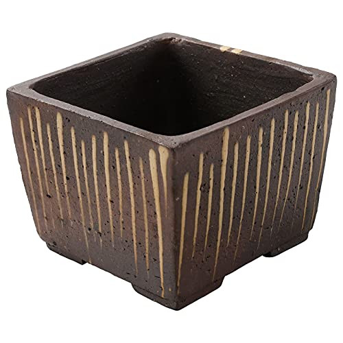 Wazakura Vierkante Bonsai Pot van Keramiek, Bruin, 10,5 cm