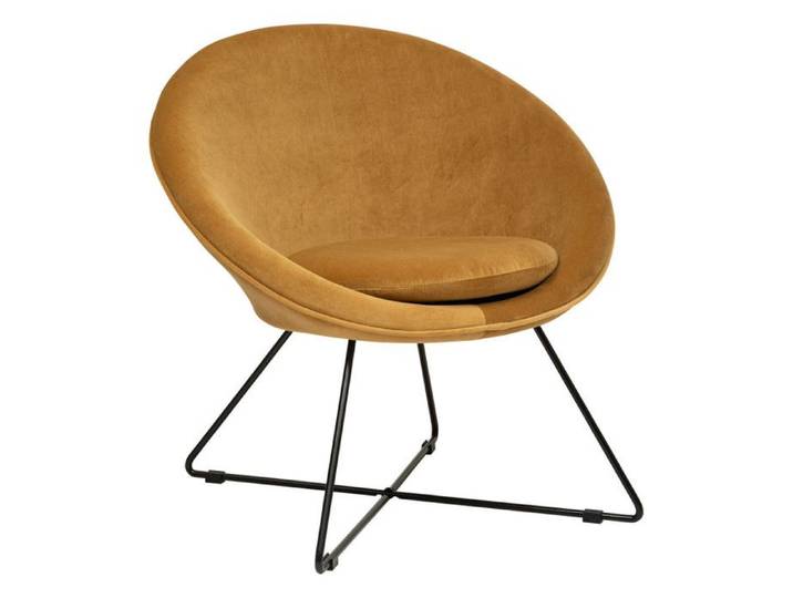 Fauteuil  Evan  en velours & pieds or Atmosphera - Ocre