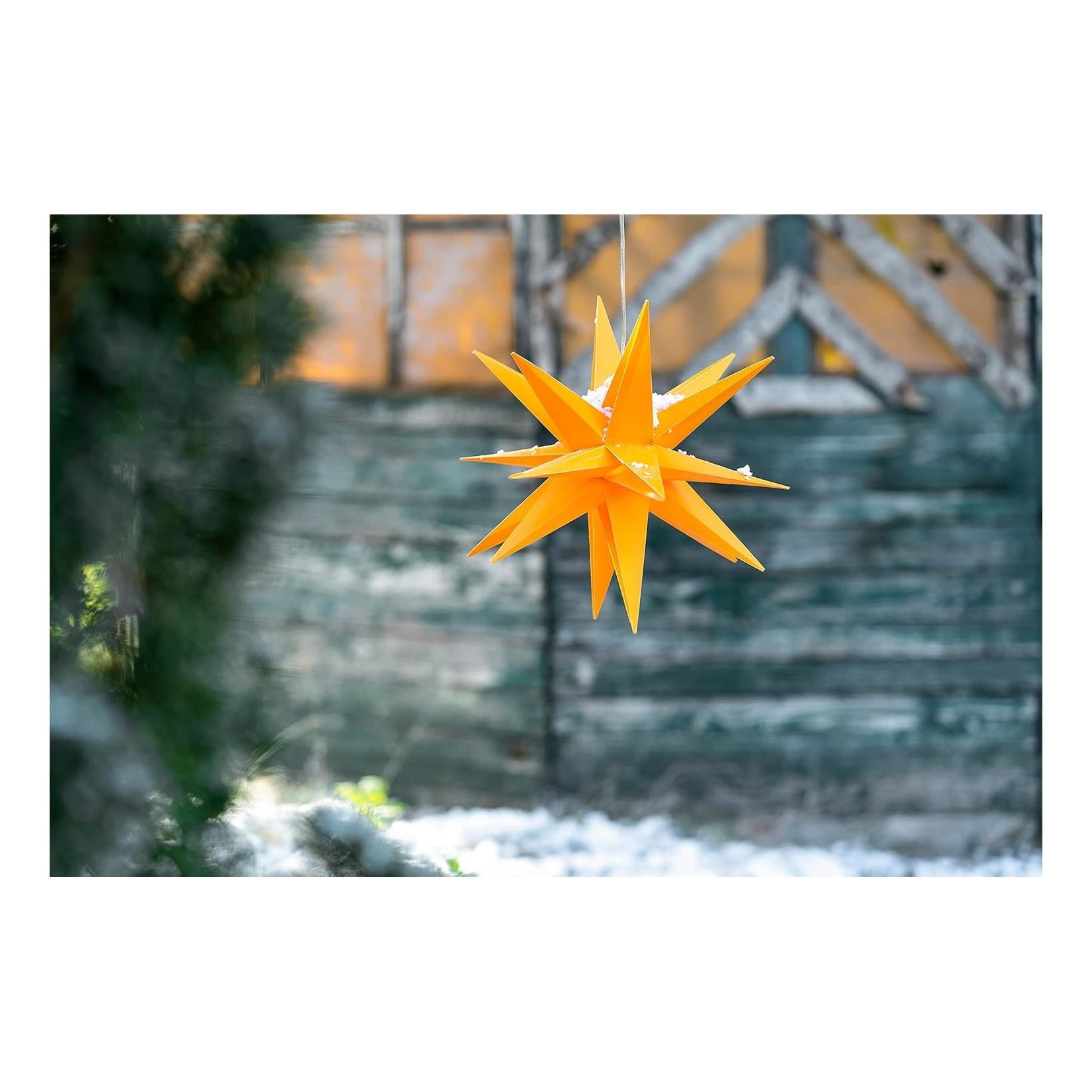 Weihnachtsstern beleuchtet Faltstern 40cm Dekostern GELB hochwertiger Kunststoffstern für Glühbirne mit TIMER FUNKTION 3D Stern 18 Zackig Leuchtstern Weihnachtslicht Winterbeleuchtung 3D Stern