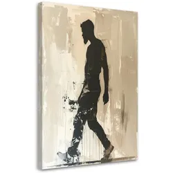 BILD auf Leinwand, Männliche Silhouette in beiger urbaner Komposition