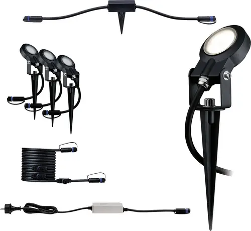 Paulmann Sting Beleuchtungssystem Plug & Shine ZigBee LED-Gartenstrahler-Starter-Set 3er Set LED 18W Warmweiß Anthrazit