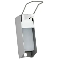 Desinfektionsmittelspender Ampri Wandspender Metall 500 ml mit langem Armhebel, inklusive 0,5 L Leerflasche, Aluminium