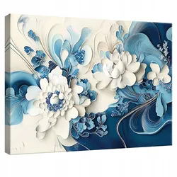 LEINWANDBILD Blumen Blau Abstrakt Modern Wohnzimmer 120x80