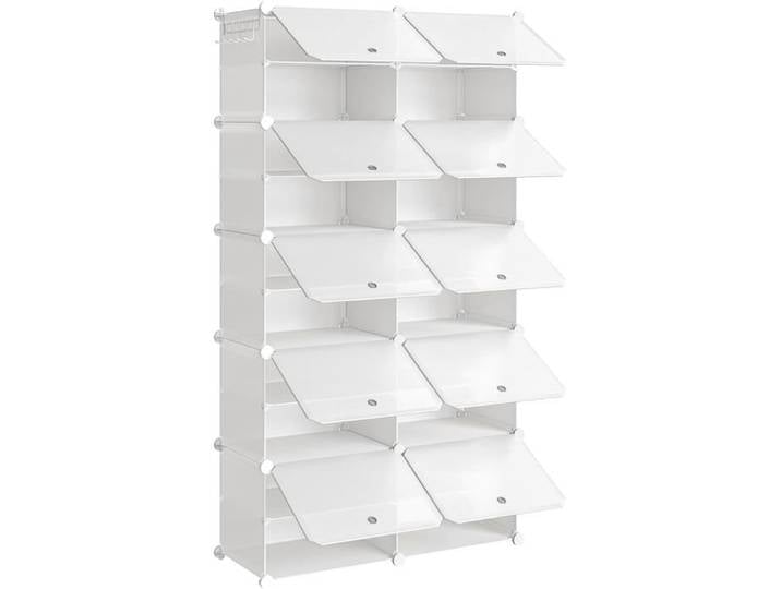 Étagère à Chaussures avec 10 Compartiments Boîte à Chaussures Armoire à Chaussures Étagère Modulable en Plastique 40 x 30 x 30 cm