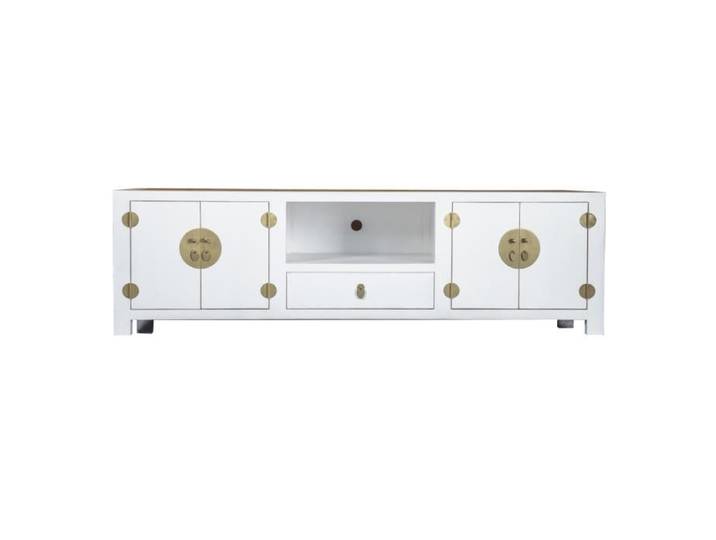 Meuble TV - Fine Asianliving - Chinois - Blanc - Bambou - L 190 x P 56 x H 56 cm
