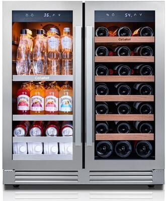 Ca'Lefort 30 inch 33 Bottle 80 Can French Door Wine Beverage Cooler ,Dual Zone Built-In/ Freestanding Refrigerator - 30 inch.