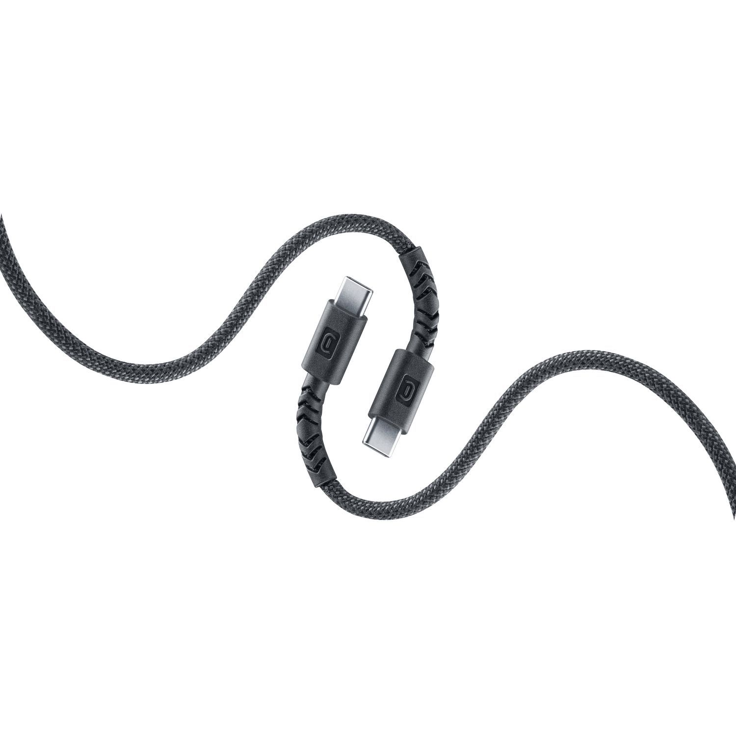 Cellular Line Stecker USB C auf USB C bis 100 W 1,5 m Flexi Braided Data Cable (Schwarz) 61617