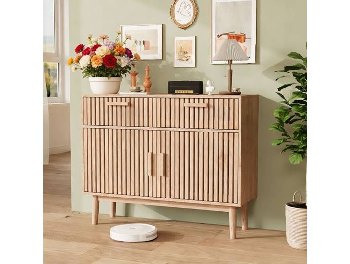 Buffet Cuisine Bois - Buffet Salon Moderne 100x35x80cm - 2 Tiroirs & 2 Portes - Design Scandinave pour Cuisine/Salle à Manger