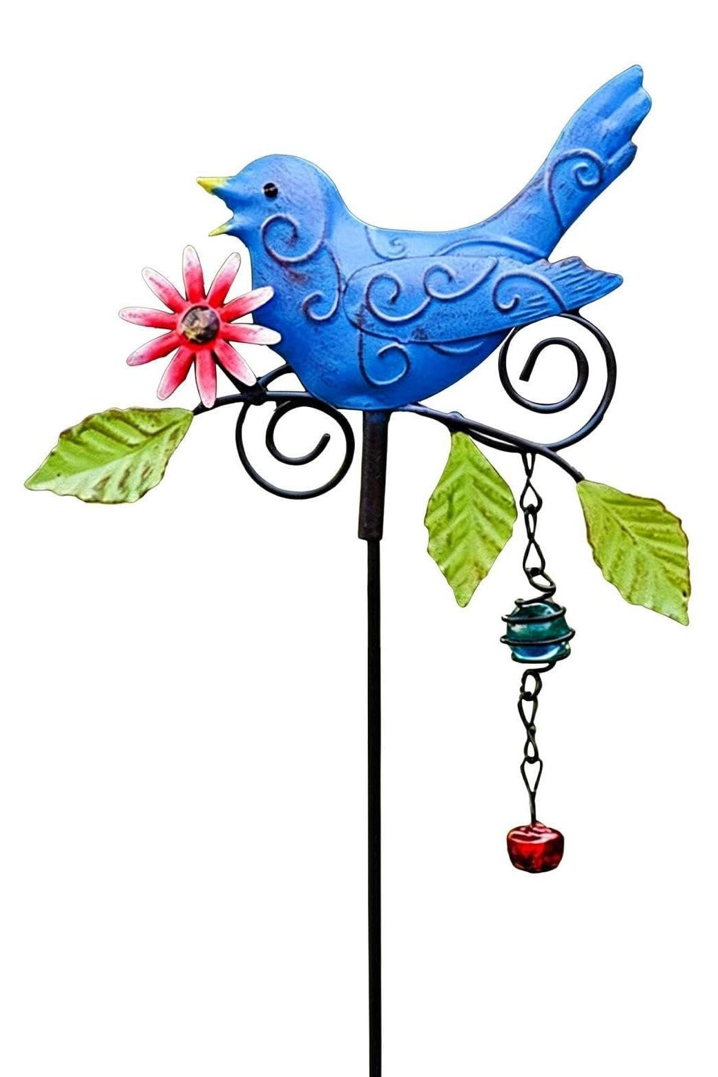 Decoratieve metalen tuinbord garden stakes met vogels
