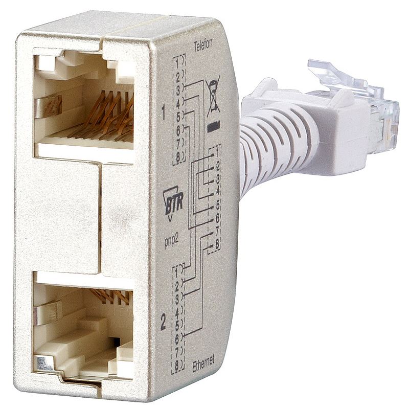 Metz Connect BTR Cable Sharing Adapter, Cat 5, 1x Telefon / 1x Ethernet
