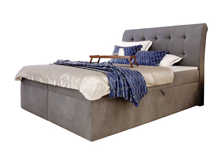 Boxbett 160 x 200 cm grau Bettkasten - DIEGO