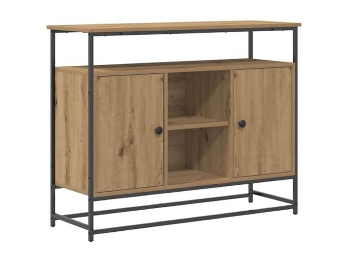 Sideboard Artisan-Eiche 100x35x80 cm Holzwerkstoff mit Türen und Regalen Modernes Design, robuste Regale, Scharnier-Türen, Stahlknopfgriffe, pflegeleichte Oberfläche